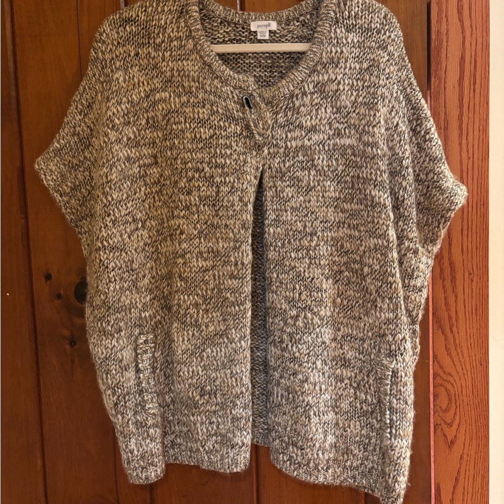 Cozy Marled Knit Poncho Sweater